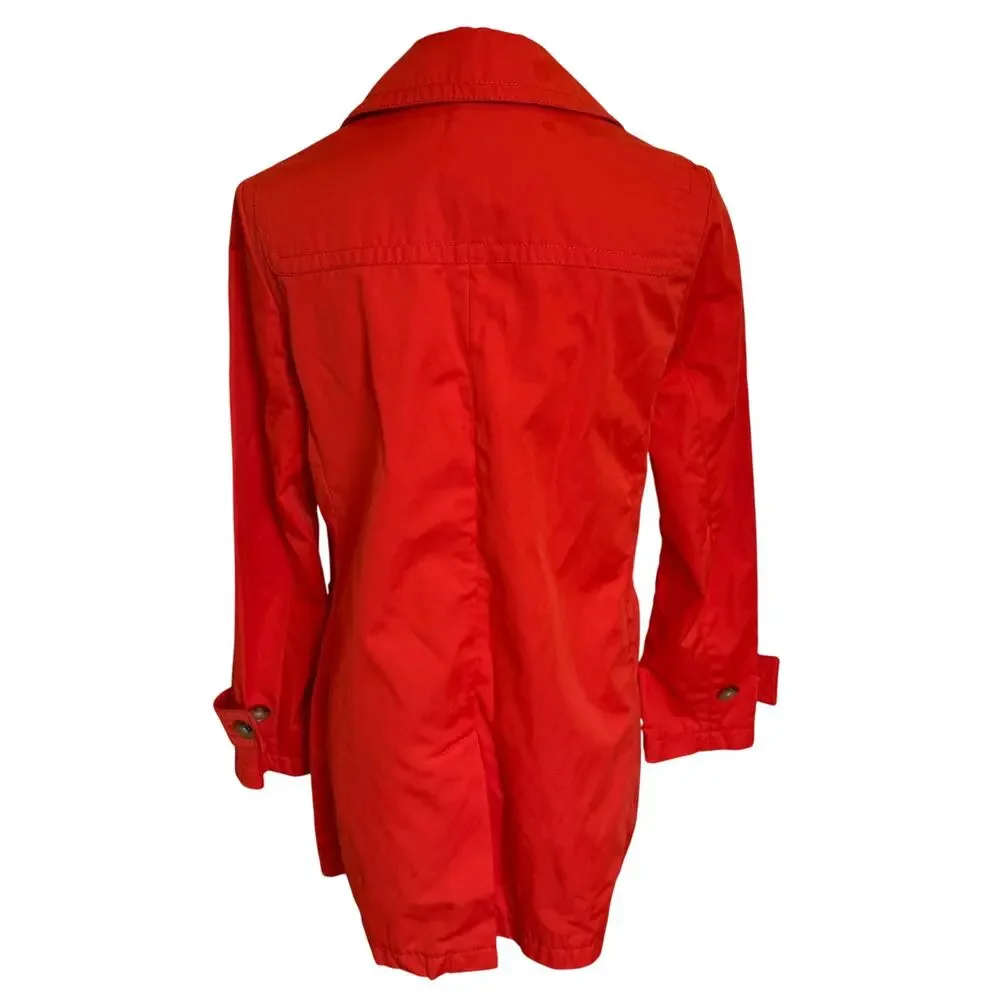Talbots Coat Modern Mac Petite Size 6 Orange Trench Coat Rain Jacket Pockets